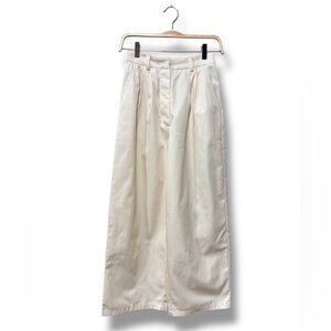 Diamond Leah Ultra Wide Leg Cotton Cream Poplin High Waisted Trousers Size 2
